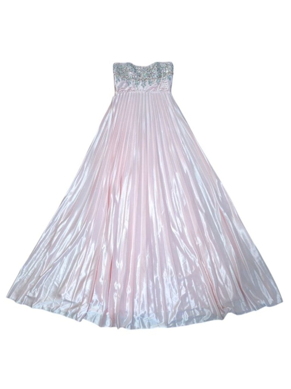 My Michelle Strapless Pleated Ball Gown Embellished Bodice Size 1 Light Pink